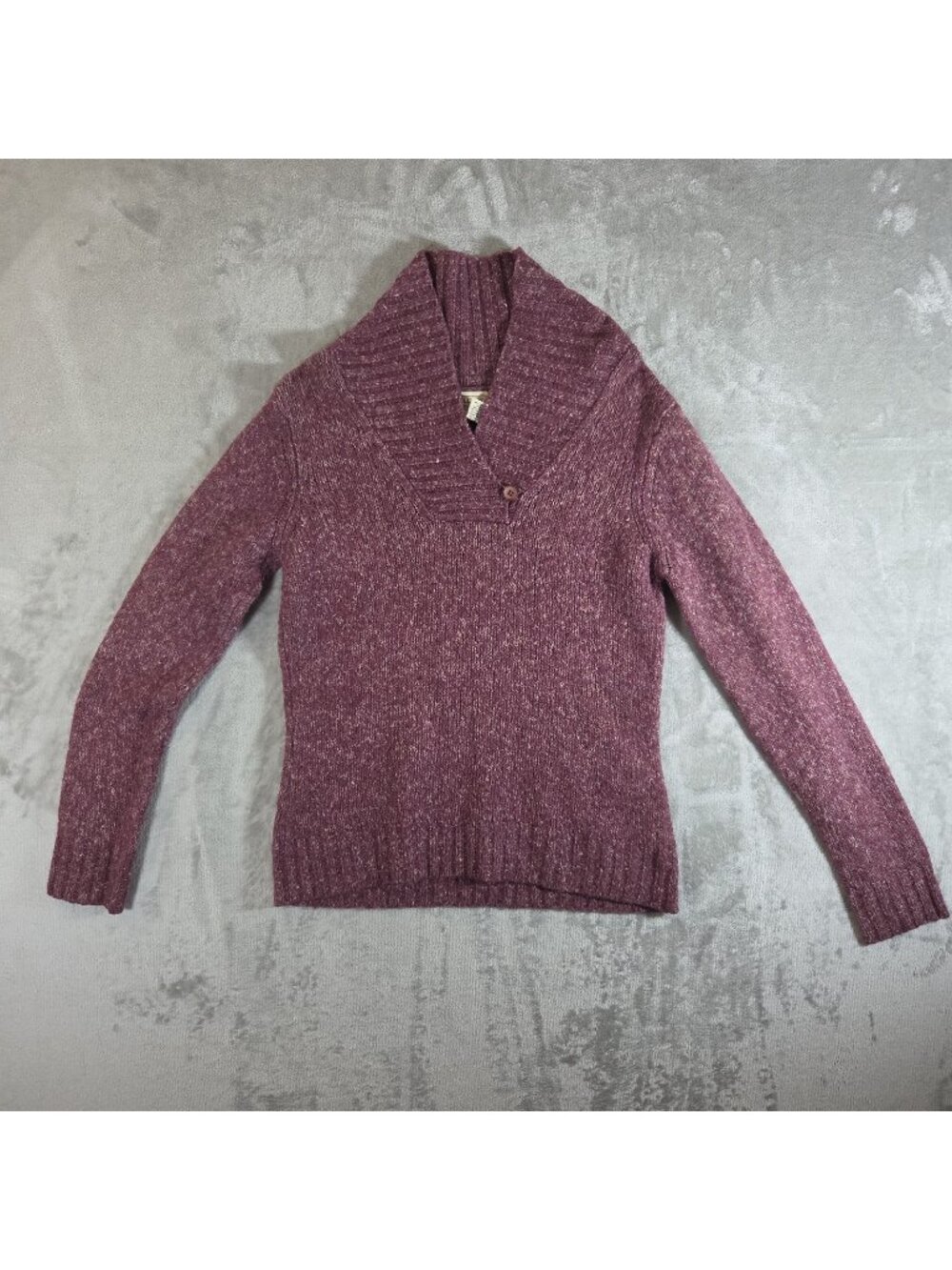 LL Bean Womens Wool Blend Sweater Shawl Collar Pullover Warm Cozy Med ODBF3